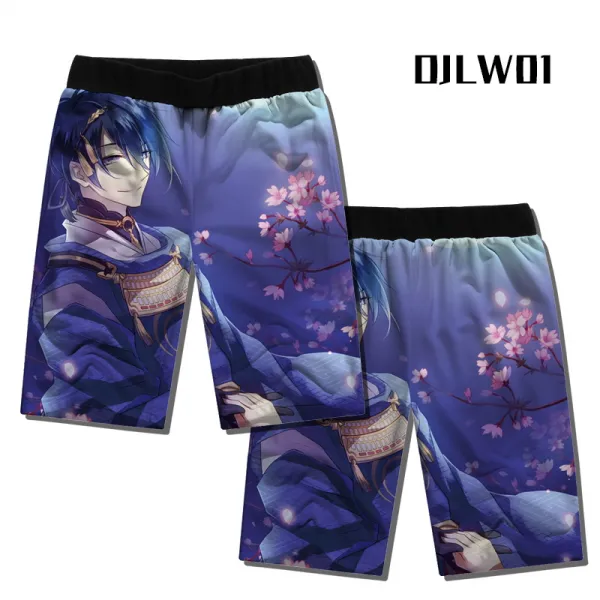 도검 막춤 소호 삼일월 종근 2차 게임 주변 남자 츄리닝 바지 큼 숏 팬츠, 블랙 6