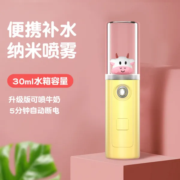 핫한 손잡이 차가운 분출로 수분을 보충하다 얼굴 USB 충전 나노 스프레이 세면기 미용실미스트, 맹우 엘로우