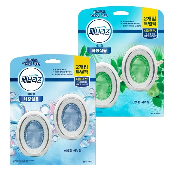 페브리즈 화장실용 탈취제 상쾌한 비누향 본품 6ml x 2p + 산뜻한 사과향 본품 6ml x 2p, 4세트