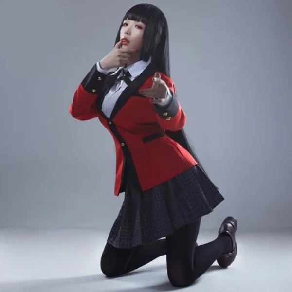 [해외] KAKEGURUI 강박 도박꾼 JABAMI YUMEKO IGARASHI 사야카 코스프레 상 학교 여자 유니폼 코트 셔츠 스커트 세트
