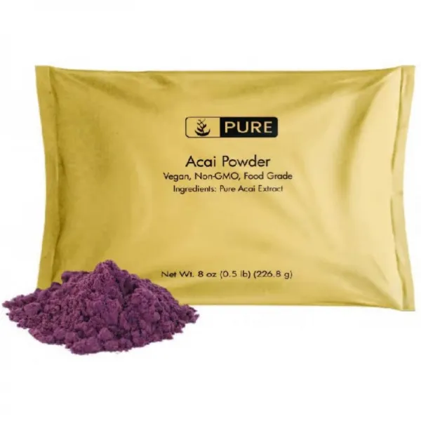 순수 재료의 아사이 베리 파우더(8 oz) by Pure Ingredential Super Food 스프레이 건조 최대 영양 보유량 비건 비GMO GL, 1, 단일옵션