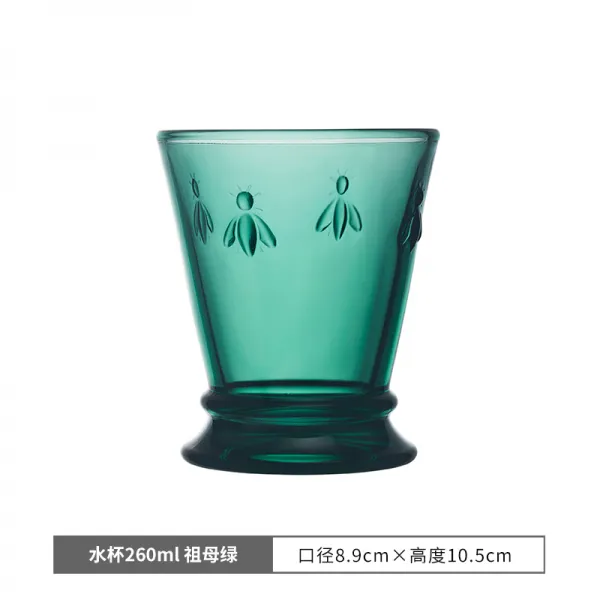 몬난이네 난파 컨트리 Larochere 프랑스 수입 그린 부조 주스컵 유러피안 물컵 260ml 에메랄드