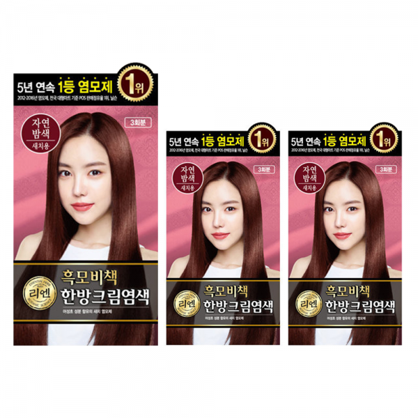 리엔 흑모비책 한방염색약(새치), 자연밤색 3개, 1세트