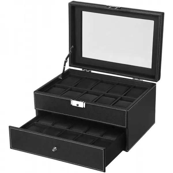SONGMICS 20 유리 상자 UJWB301를 가진 감시탑 Mens Lockable 조직자 까만 진열장