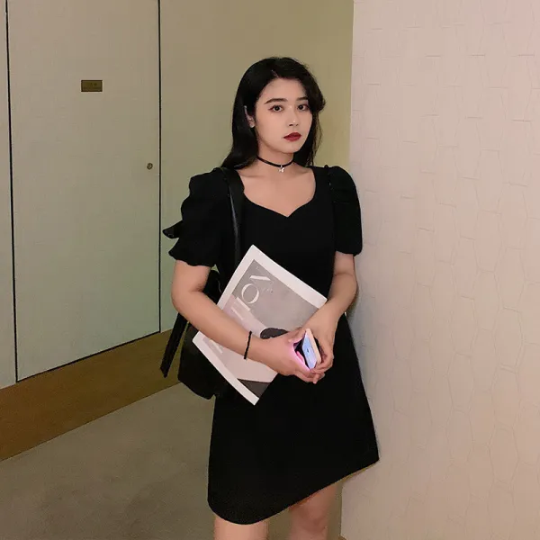 빅사이즈원피스 mm하트 칼라오프숄더 복고 궁전스타일 여성원피스 여름시즌 오버사이즈 루즈핏 날씬해보이는 블랙스커트