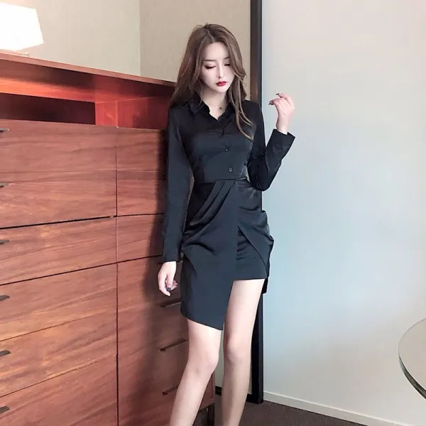 여 인간미 옷 여신 가볍고 바람 부는 여장 출근 섹시 밤 숍 봄 원피스 긴팔