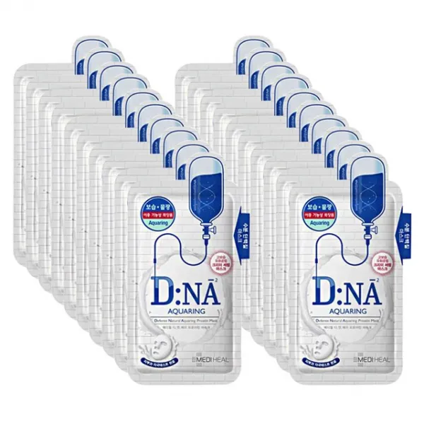 메디힐 마스크팩 DNA 아쿠아링 프로아틴 마스크 2각 (20매입) 보습 물광 주름개선, 20매입, 1세트
