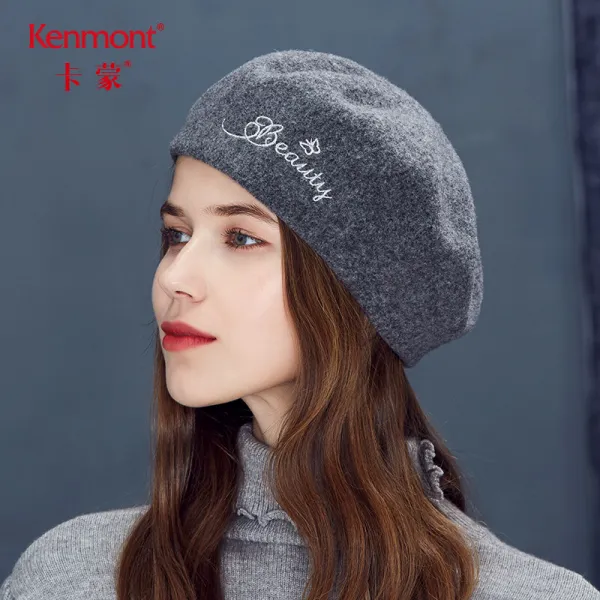 카 몬 2019 가을 / 겨울 핑크 올 울 베레모 빈 티 지 데 이 페 도 라 모자 여 성 스 러 운 가을 / 겨울 배색 베 이 비 모자 2723 그레이 프 리 사이즈 (57cm)