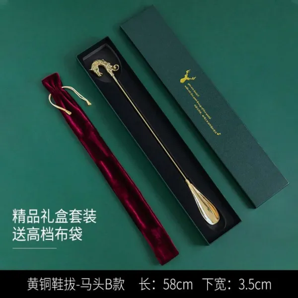 신발 주걱 선물 동물모양 긴 구두주걱 휴대용 인도풍 고급 구두 주걱 황동 엔틱 수제, .개, F.신주걱 : [긴말머리B타입]선물세트