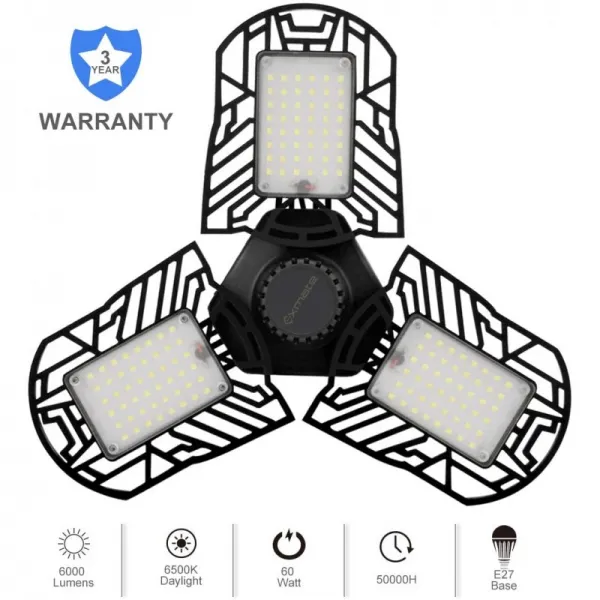 LED 차고 조명 exmate© 탈포성 상점 램프 60W E27 6000lm 차고 워크샵 그레인지 Entrep'tt에 대한 3