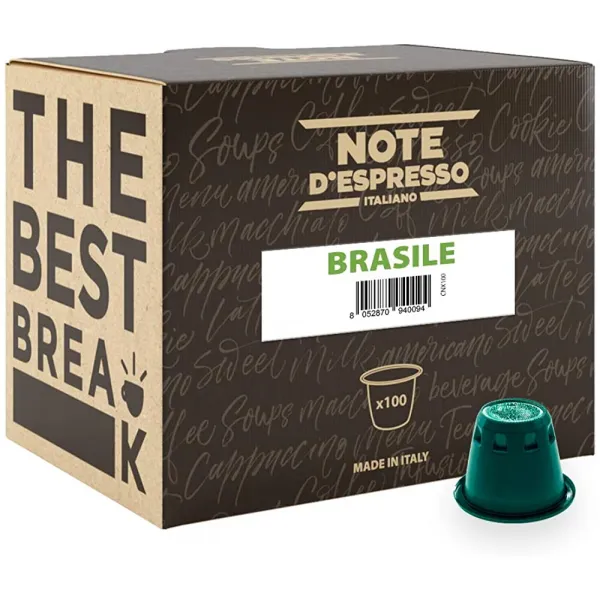 Espresso Note-Nespresso * 머신과 독점적으로 호환되는 100 개의 Brasile 커피 캡슐 배치 100 x 5.6g, 단일상품
