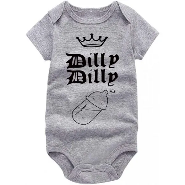 Rocksir Dilly Dilly 음주 재미 아기 Onesies 신생아 바디 슈트 슈퍼 부드러운 코튼 아기 짧은 소매 옷 (6 메터 회색 dad17)
