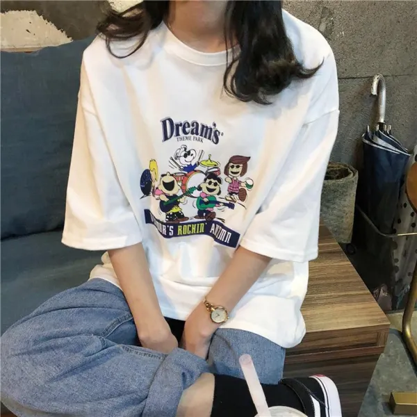 핸더 당일무료배송 여성 드림 박시 티셔츠 프린팅티셔츠 반팔