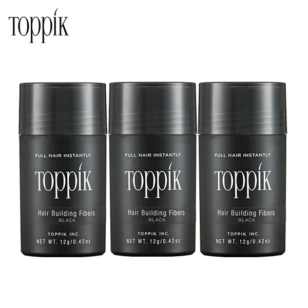 토픽 TOPPIK 12g x 3개 (3개월분) 천연 양모 케라틴 흑채 증모제 펌프별매, 검정 12g, 3개입