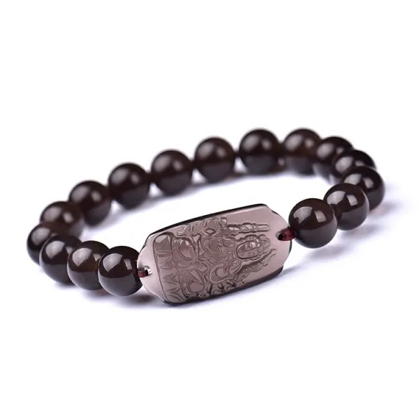 발광 천연 스 컬러 흑요석 손 천 관음 보살 팔찌 쥐 띠다 본명불 지키다 신수편