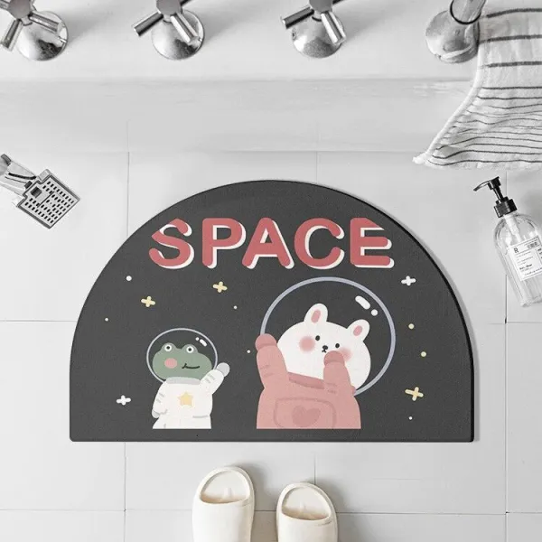 강아지발매트 1+1 고양이 호랑이 캐릭터 발매트 빨아쓰는 규조토 발매트 만화 붐비다 곰돌이 욕실 규조 진흙 깔개 화장실 입구 흡수 반원 발바닥 미끄럼 방지, 002