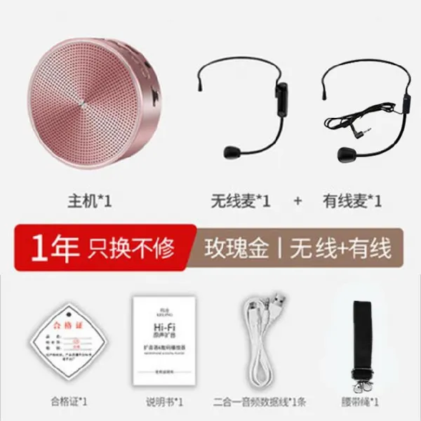 블루투스마이크 마이크 확성기 미니 교사 송화기 무선블루투스 큰볼륨 휴대용 플레이어 수업용 스피커, T02-유선마이크+무선마이크(UH