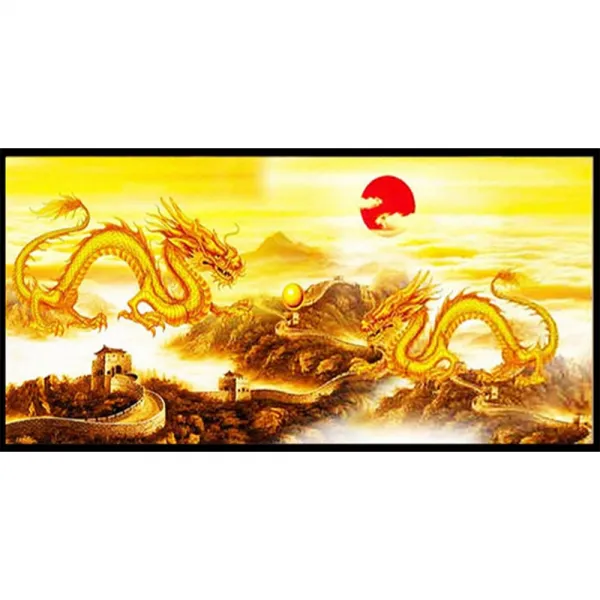 화야 보석십자수, 1개, 해돋이 황금 쌍용szx-006