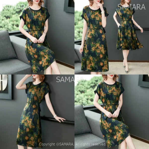 Qterra(특허브랜드) D3453 여름 원피스 엄마옷 허리묶음 아이스 미디