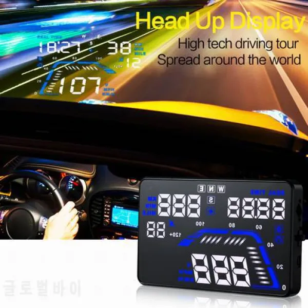 Q7 5.5 "자동 차량 Hud Gps 헤드 업 디스플레이 유니버설 속도계 과속