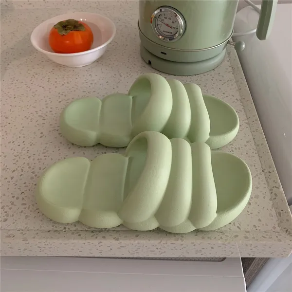 끌라르떼 미쉘린 욕실 사무실 학교 실내 두꺼운 밑창 푹신한 커플 구름 슬리퍼, 그린