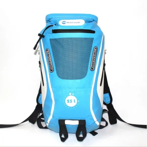 25L 큰 용량 반사 직업 하이킹 배낭 방수 PVC 여행 가방 기능성 해변 강 추적 세일링 건조 가방, 05 Light blue
