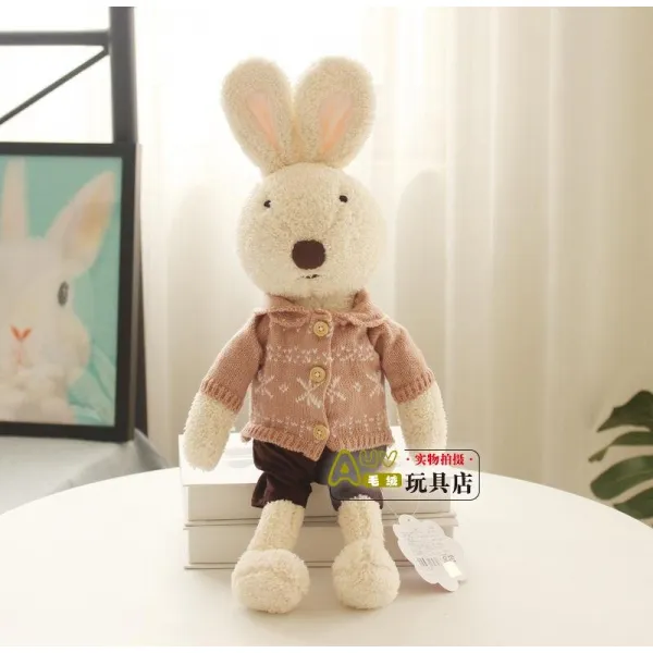 스웨터 수크레 토끼피규어 가능 리필 리틀래빗 옷을갈아입다 래빗퍼 융털 완구 봉제인형, 90 센치, 담뱃가루 눈꽃송이 스웨터 -- 흰토끼