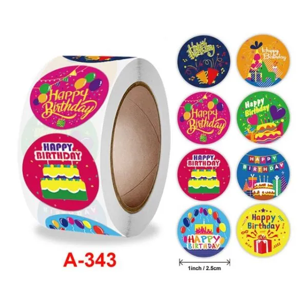 파티 이벤트 용품 생일 축하 인사말 카드 12 장 감사합니다 DIY 장식 봉투와 빈 접는, sticker 2.5cm 500pcs2