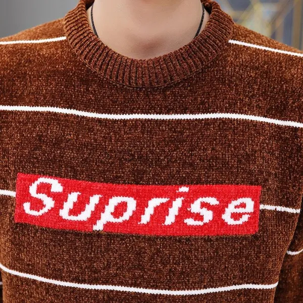  에이아이쇼퍼 남성 라운드 줄무늬 니트 스웨터 318