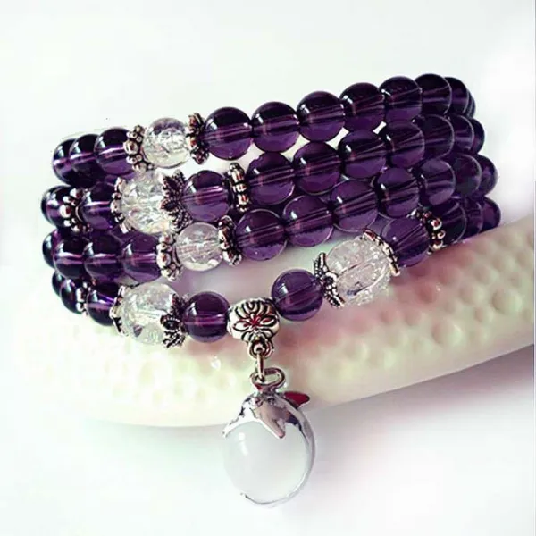 온리히어 자수정 문스톤 행운석 목걸이 겸용 팔찌