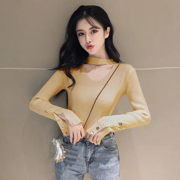 겨울 가을 옷 니트 이너셔츠 여성 상의 브이넥 이너웨어 섹시 숏목걸이 스웨터 스웨터니트이너셔츠
