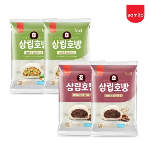 냉동 꼬마호빵 6입 4봉 [단팥/야채 택], 냉동 꼬마호빵 단팥 2봉+야채 2봉, 상세설명 참조
