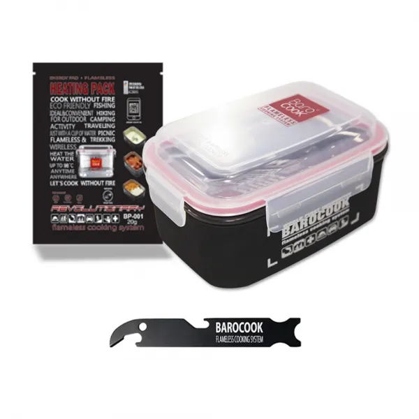 barocook 발열용기 발열도시락 발열팩, 1개, 1인용850ml사각
