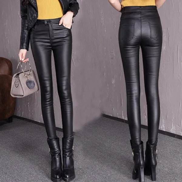 하빗 여성 가죽 레깅스 스키니진