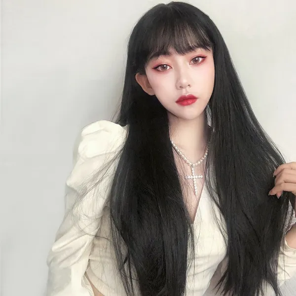 벨르비쥬 앤드류 생머리 장발가발, 개, 블랙