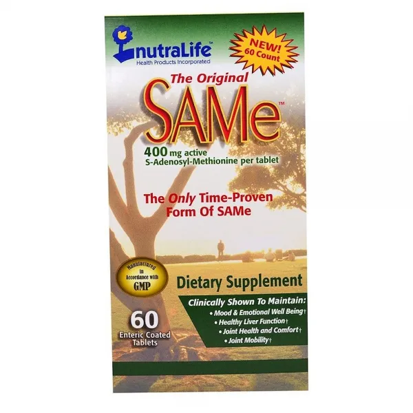Nutralife The Original Sam E S Adenosyl L Methionine 400mg 60장용코팅캡슐 1팩 60개입