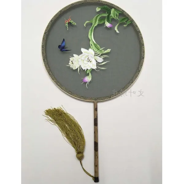 오피스윙 상비죽 수작업 꽃자수 양면 수놓다 완제품 고급 기프트 차이나 동이 네온 그린 네온 그린 우담화