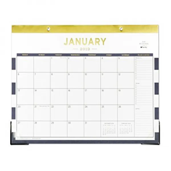 Day Designer for Blue Sky 2019 Monthly Desk Pad Calendar 17” x 11” Navy Stripe Blue Sky 2019 월별 데스, 1