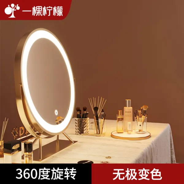 led화장거울 스마트 충전 화장대 탁상 LED 있음 보광등 가볍게 사치한 인싸템 가정용 침실 큰 4785503318, 40 우아한 블랙 조절가능 플러그인