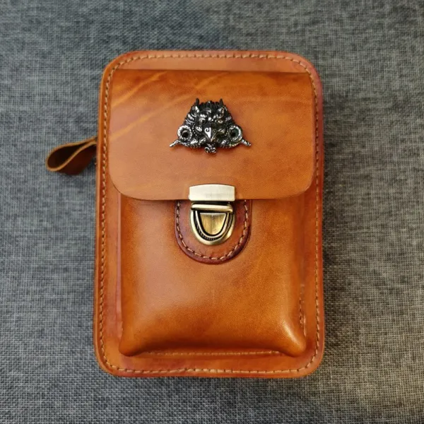 루다샵 다용도지퍼백 달려라 멀티 리얼가죽 폰힙색 남자 벨트구멍뚫기 하드 트림피 핸드메이드 걸이 가방 사파리 경량