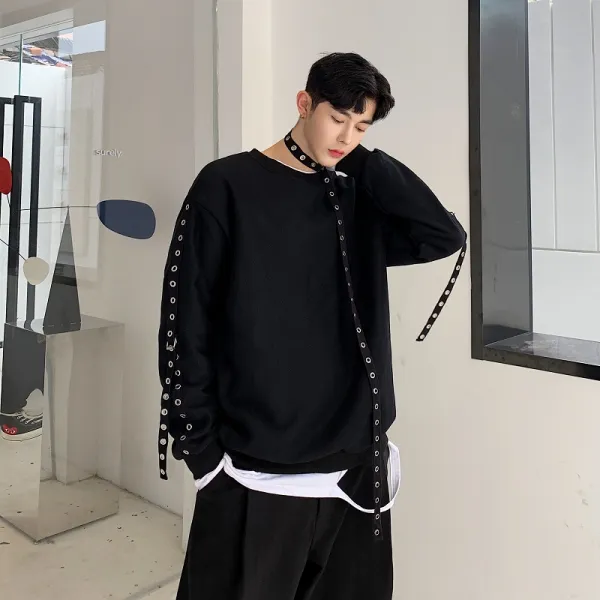 DIPYLON 남성 봄 가을 코트 추동 블랙 헤어스트랩 남루한한방 멋 기모 징 맨투맨