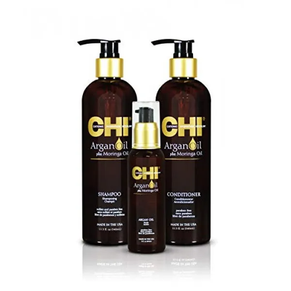 CHI Argan Oil plus Moringa Oil Luxe Trio Kit with Shampoo Conditioner and Morin, 단일상품