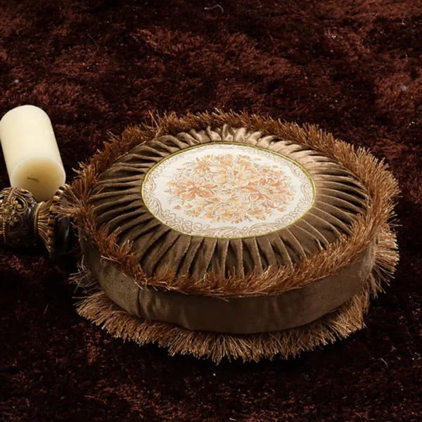 방석솜 유럽식 클래식한 쇼파 쿠션 쿠션커버 없음 솜함유 캔디 둥근베게 부들방석 좌석시트 참배매트 좌선명상 C09 커피색 원형