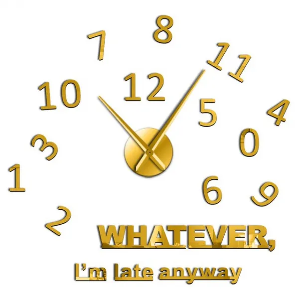 내가 늦었 어 어쨌든 영감 따옴표 벽 예술 큰 숫자 DIY 벽시계 거실 벽 시계 Procrastinators 선물, 03 Gold_02 47 Inch