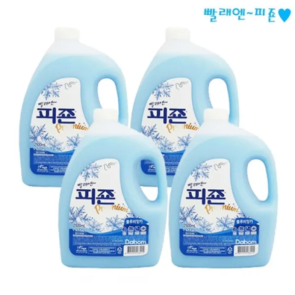  빨래엔 피죤~ 상쾌한 비앙카향 Premium 블루 비앙카 용기형 3000ml 4개 섬유유연제 1개