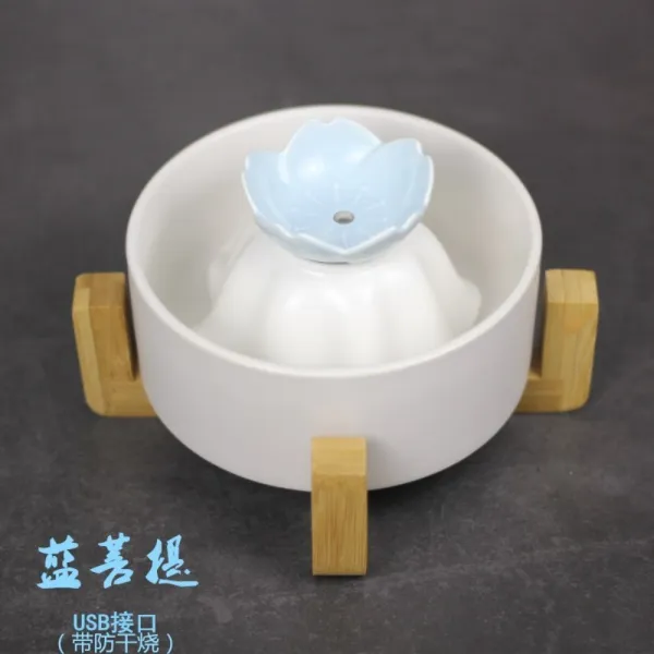 고양이 정수기 세라믹 음수대 자동 급수기 블루 Usb 건성 화상 방지 