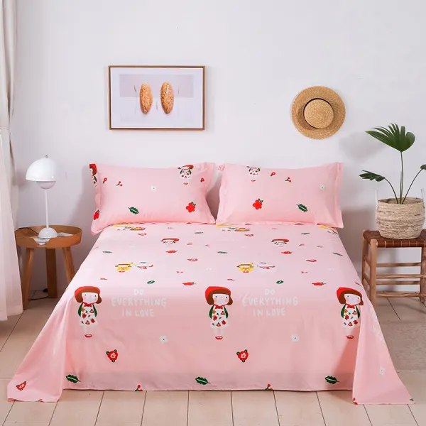 Jan.29 339번 심플 100온 싱글 코튼 싱글 코튼 암호 학생 기숙사 싱글 침대 2인 2.0 이불 홑삼세트z 빨 간 모자