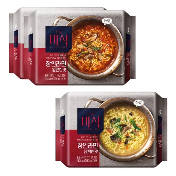 The미식 장인라면 얼큰한맛 116g 8개+담백한맛 112g 4개, 1세트