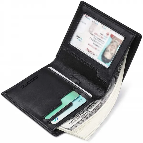 JEEBURYEE 남성 슬림 가죽 지갑 전면 포켓 지갑 RFID 차단 신용 카드 홀더 Bifold 지갑 지갑 동전 포켓 I