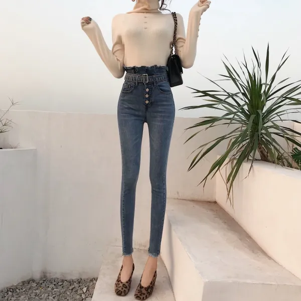 머머다 스키니 스판청바지 날씬한 하이웨스트데님팬츠 여성22 NPN22 586790378837_biXD